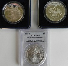 2010 P Boy Scouts of America Silver $ PCGS MS70+ 2 2010 P PROOF SILVER $ IN OGP picture