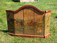 Quarry Tile Co 1920s Antique Folding Hinged Fireplace Screen Horse Scene picture