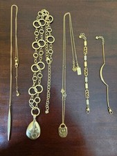 Brighton Gold-Tone Jewelry Lot – 5pc Necklaces & Bracelets – Statement Style picture