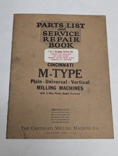1930 CINCINNATI MILLING MACHINE PARTS LIST SERVICE MANUAL M-TYPE UNIVERSAL picture