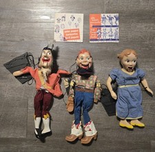 Vintage 1950s Peter Puppet Marionettes Disney Toy Lot Of 3 Dolls And Papers picture