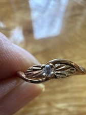 Vintage Landstrom's Black Hills Gold Diamond Bypass Ring 10K Tri-Color Size 7.5 picture