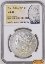 2021-S Morgan Silver Dollar, NGC MS 69, 100Th Anniversary - #B63140 picture