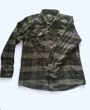 Brixton Men’s XL Gray/Black Plaid Flannel Button-Up Long Sleeve Pockets picture