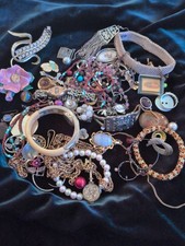 VINTAGE   Jewelry ,some broken, Beads , single earrings, bracelets, broach picture