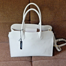 NWT CLAUDIA FIRENZE Genuine Luxury Leather Ivory Large Tote Bag Made in Italy picture