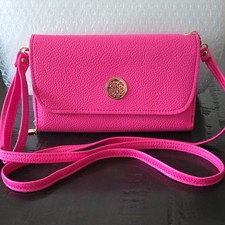 Spartina 449 Pink Pebbled Small Crossbody Wallet Bag Zip/Magnetic, Detach Strap picture