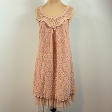 a'reve Women's size Medium Pink Crochet Lace Sleeveless A Line Dress Feminine picture