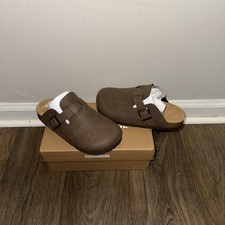 CUSHIONAIRE Hana Footbed Clogs for Women, Trendy Slip-On Brown Nubuck US 3 picture
