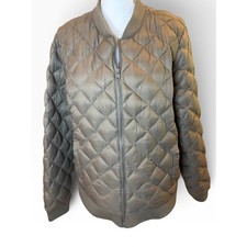 L.L.Bean Women’s XL Quilted Bomber Jacket Taupe Gray Lightweight Insulated picture