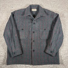 Bemidji Woolen Mills Mens Gray Red Windowpane Wool Cruiser Jacket Made in USA picture