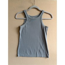Toteme Curved Rib Tank Top Organic Cotton Blend Gray size M picture