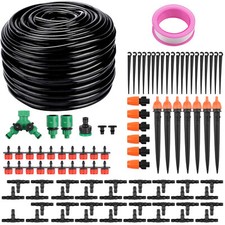 130FT Drip Irrigation System Garden Plant Self Watering Micro Hose Sprinkler Kit picture