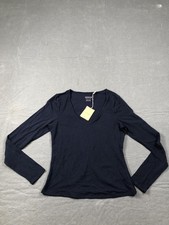 Boden T Shirt Womens 8 Blue V Neck Long Sleeve Jersey Basic Stretch Top NWT picture