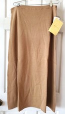 VINTAGE DIALOGUE QVC STYLE KNIT MERINO WOOL BLEND CAMEL COLOR SKIRT SIZE L NWT picture