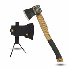 Medieval Warrior Scottish Rampant Lion Hatchet-Ash Wood Handle w/Leather Sheath picture
