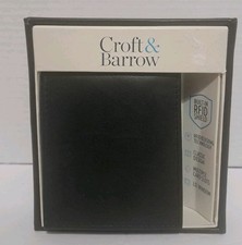 New Black CROFT & BARROW Slim Leather Billfold Men Wallet, Multiple Card Slots picture