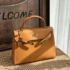 Hermès Kelly 28 Gold Gold HW Chamonix Leather Medium Handle Shoulder Bag Auth picture