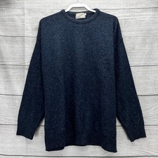 Kerry Traditions Wool Silk Blend Crewneck Sweater Mens XL Navy Blue Irish Knit picture
