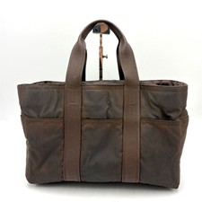 Auth HERMES Acapulco PM Handbag/Tote Bag, Brown, Nylon and Leather 3Y545 picture