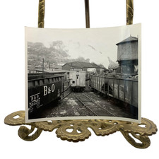 Vintage B&O Pennsylvania Caboose Water Tower Railroad Photo 4x5 B&W Gelatin Orig picture