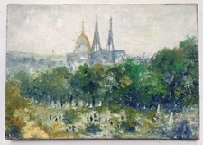 Paris Invalides Dome Park View Oil on Canvas Impressionist Style Signed Unframed picture