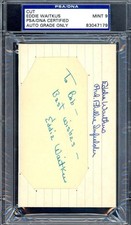 Eddie Waitkus Mint 9 PSA DNA Signed 3x5 Index Card Cut The Natural D.72 Auto picture