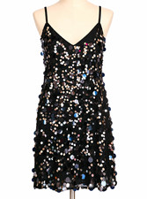 Ramy Brook New York Black/Silver Sequin V-Neck Mini Party Dress Size 4 picture