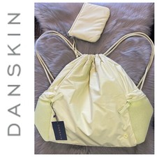 New Danskin Chrissy Cynch Backpack + Matching Pouch Tender Yellow $85 picture