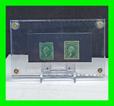 Early US Used Stamp Scott #35 #68 Green Washington ~ In Acrylic Case With Stand  picture