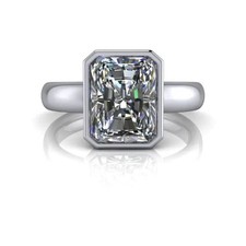 Bezel 2.90 carat Radiant Moissanite Stone 925 Silver Solitaire Engagement Ring picture