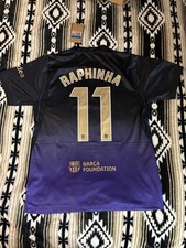Nike FC Barcelona Raphinha #11 Dri-FIT Soccer Jersey Black/Purple Size M picture
