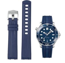 20mm Blue Curved Rubber Strap for Omega Seamaster 300 42mm Pro Diver OMEGA picture