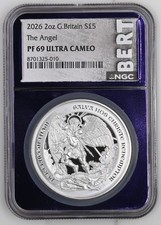 2026 Great Britain 5 Pound The Angel 2oz .999 Silver NGC PF 69 ULTRA CAMEO BERT picture