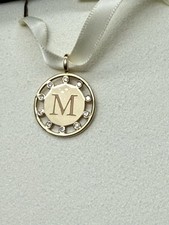 Yearly Co 14K Yellow Gold Round Letter M Engraved Pendant picture