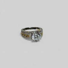 Vanna K Sterling 925 Silver Two Tone CZ Filigree Ring Size 7 - .29 picture