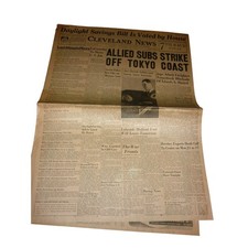 Vintage 1942 Cleveland News Newspaper WWII Allied Subs Strike Tokyo Coast Jan 9 picture