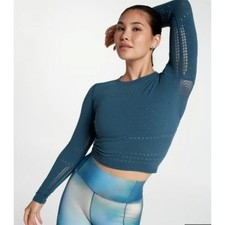 CALIA by Carrie Underwood Pointelle Seamless Long Sleeve Top Dark Teal NWT L/XL picture