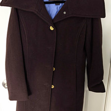 Banana Republic Women’s Black Wool Button Front Belted Lined Overcoat M picture