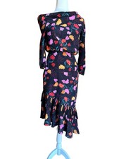 Saloni Floral Print Dress with Ruffle Hem picture