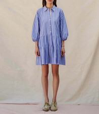 Sundry Striped Short Tiered Mini Drees Printed Buttondown Cotton S NWT 277897 picture