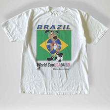 Vintage 1994 WC Brazil Soccer T Shirt Retro Football Tee S-5XL picture