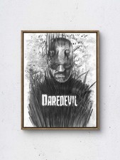 Original Charcoal 11x14 Daredevil Portrait Expressionist Comic Noir Wall Art picture