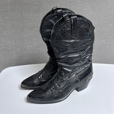 Vintage Dingo Boots 9 D Black Snakeskin Python Slouch Cowboy USA picture