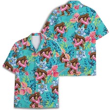 Funny Bigfoot Tropical Aloha Sasquatch Beach Vacation Summer Hawaiian Shirt picture