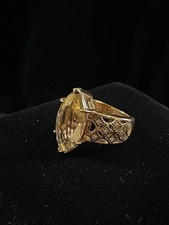 JTV BBJ 9.25 Sterling Silver Gold Overlay Citrine Marquis Ring Size 5 picture