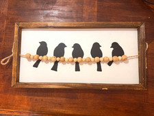 Rustic Framed Wood Bird Silhouette Wall Plaque Sign, Hanging, Brown/Black picture