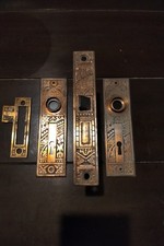 1895 Corbin Ceylon Eastlake Victorian mortise lock,backing plates,strike plate picture