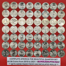 America the Beautiful Quarters Set of 56 Coins Uncirculated PHILADELPHIA Mint picture