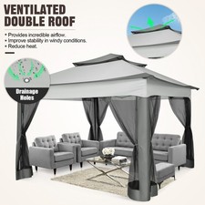 11x11FT Pop Up Gazebo Canopy Tent Carpas Para Patio Double Roof Ventiation picture